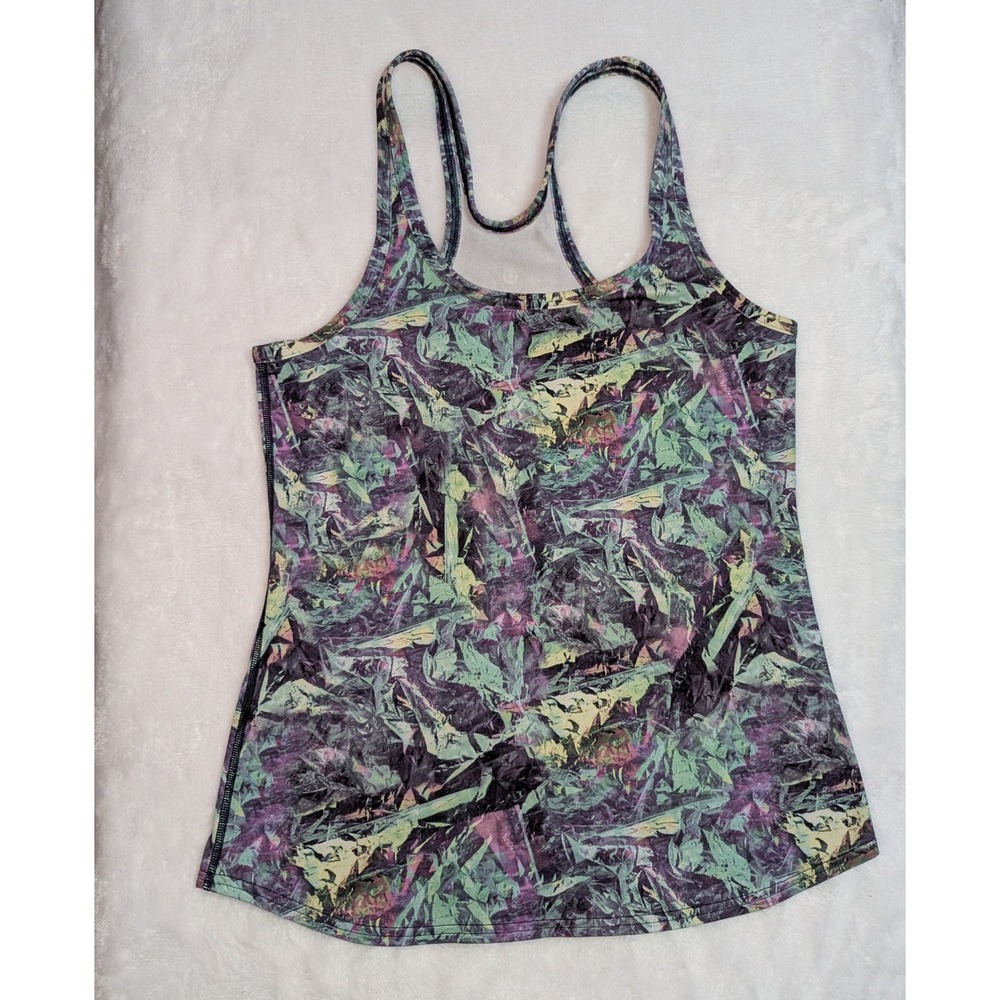 Lululemon Cool Racerback Tank Top Multi Color Abstract Print Luon Yoga Size 8‎